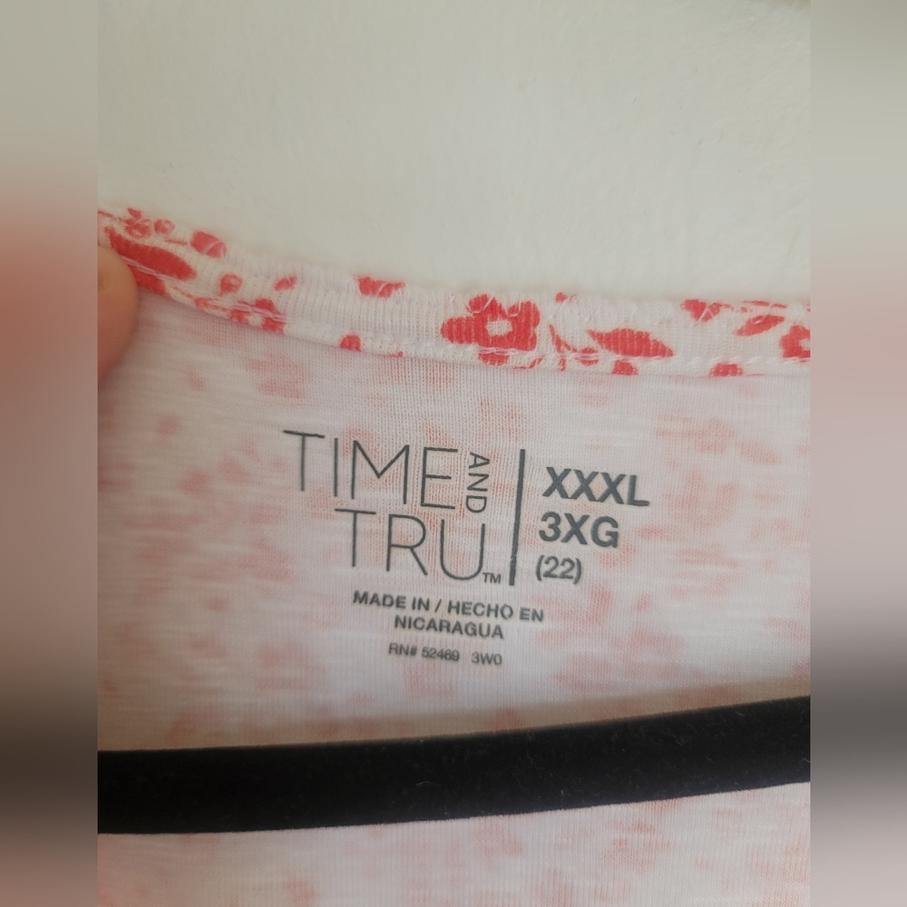 Time and Tru Top XXXL Floral vibrant 58%cotton Minimalisf Classic - Picture 2 of 6